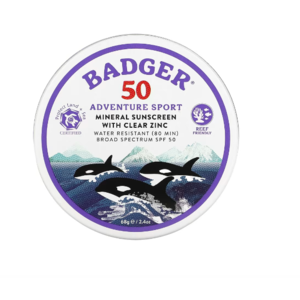 Badger Adventure Sport SPF50 - Минеральное солнцезащитное средство с прозрачным цинком