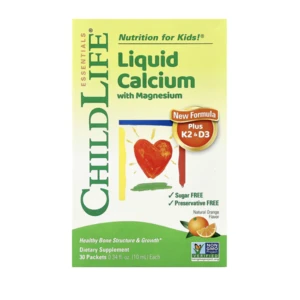 CHILDLIFE ESSENTIALS LIQUID CALCIUM WITH MAGNESIUM PLUS K2 & D3 - ЖИДКИЙ КАЛЬЦИЙ С МАГНИЕМ ПЛЮС ВИТАМИНЫ K2 И D3 ДЛЯ ДЕТЕЙ